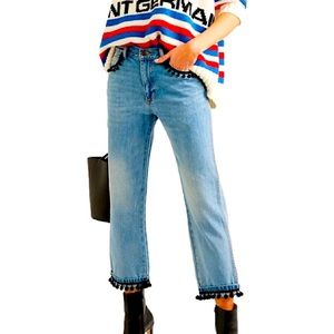 Marc Jacobs Cropped Pom Pom Jeans